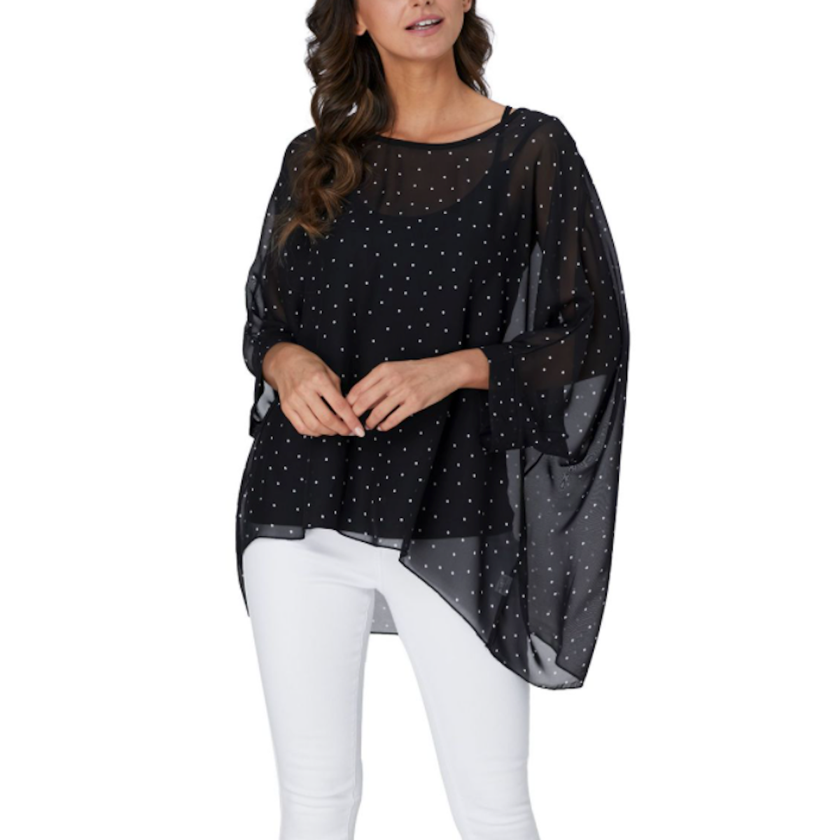 Polkadot Chiffon Tunic Top | CozyCouture® - Stringspeed