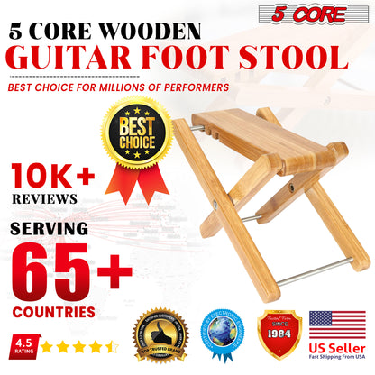 Wood Guitar Footstool 3-Position Adjustable | EastTone® - Stringspeed