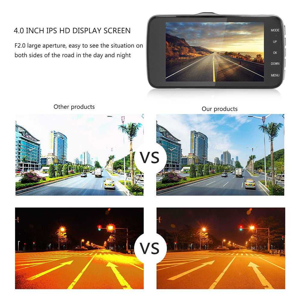 4" Dual Lens 1080P FHD 1.0MP Dash Camera Car DVR | TechTonic® - Stringspeed