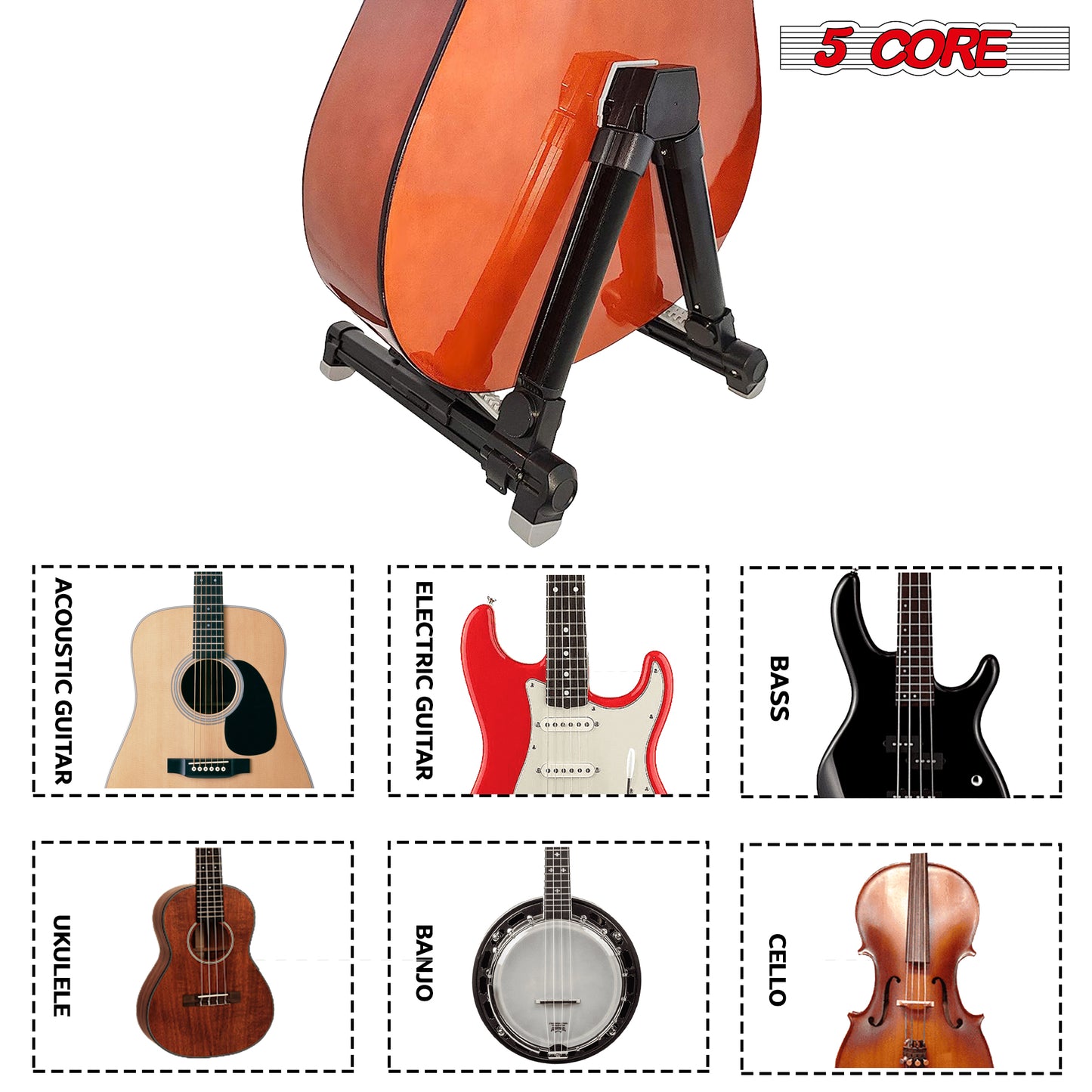 Lightweight Adjustable A-Frame Guitar Stand | EastTone® - Stringspeed