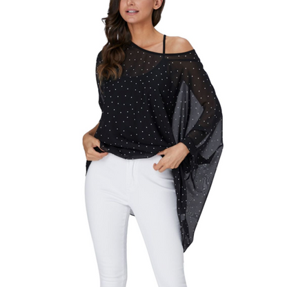 Polkadot Chiffon Tunic Top | CozyCouture® - Stringspeed