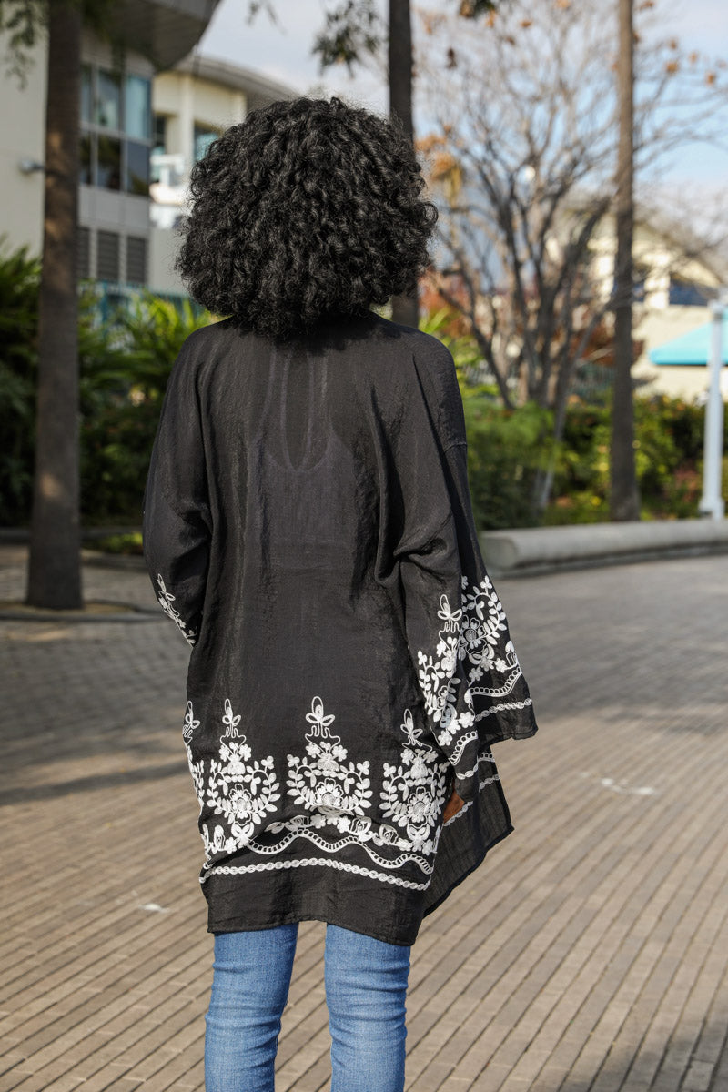 Embroidered Floral Vine Kimono | CozyCouture® - Stringspeed