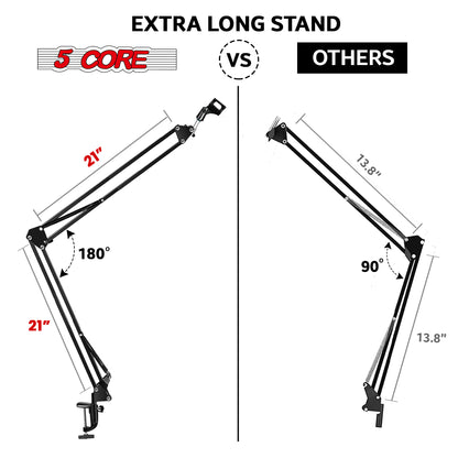 5 Core Microphone Stand • Suspension Desk Scissor Boom Arm | EastTone® - Stringspeed