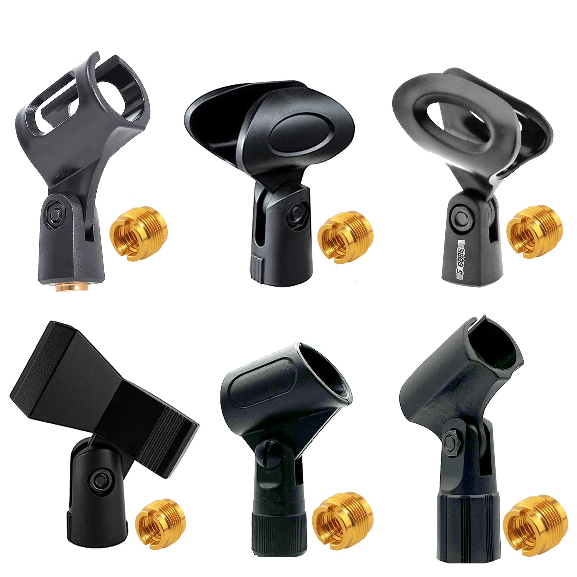 6PCS Microphone Clip Holder with Nut Adapters 5/8" to 3/8" | EastTone® - Stringspeed