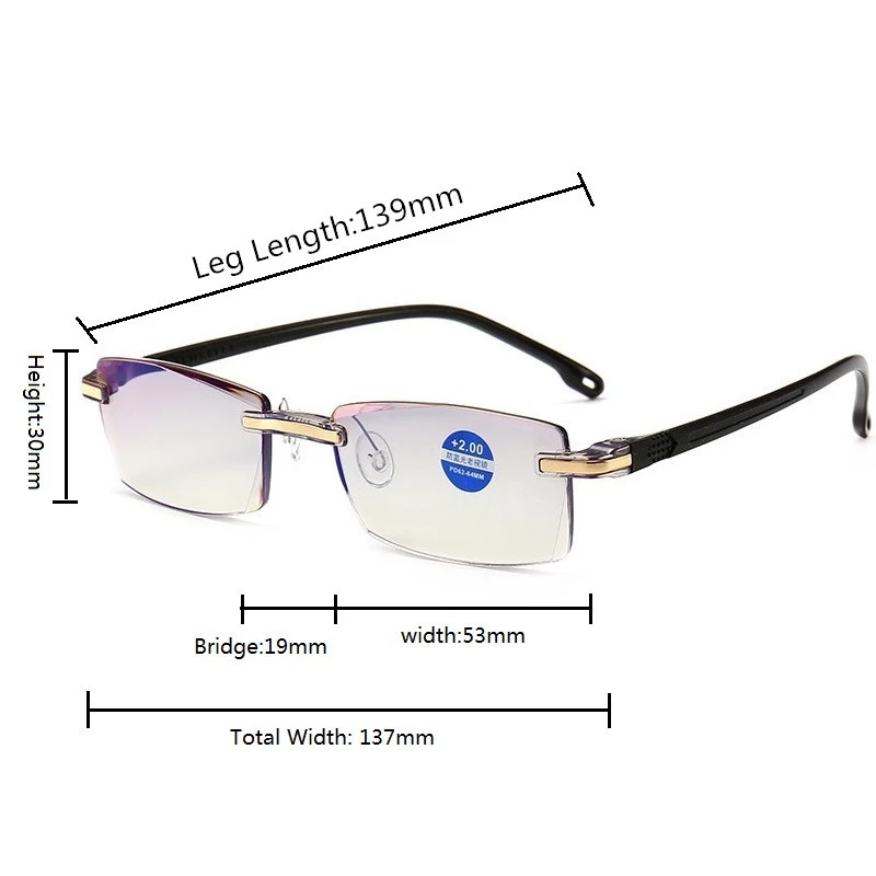 Rimless Anti-Blue Light Reading Glasses | BespokeBrothers® - Stringspeed