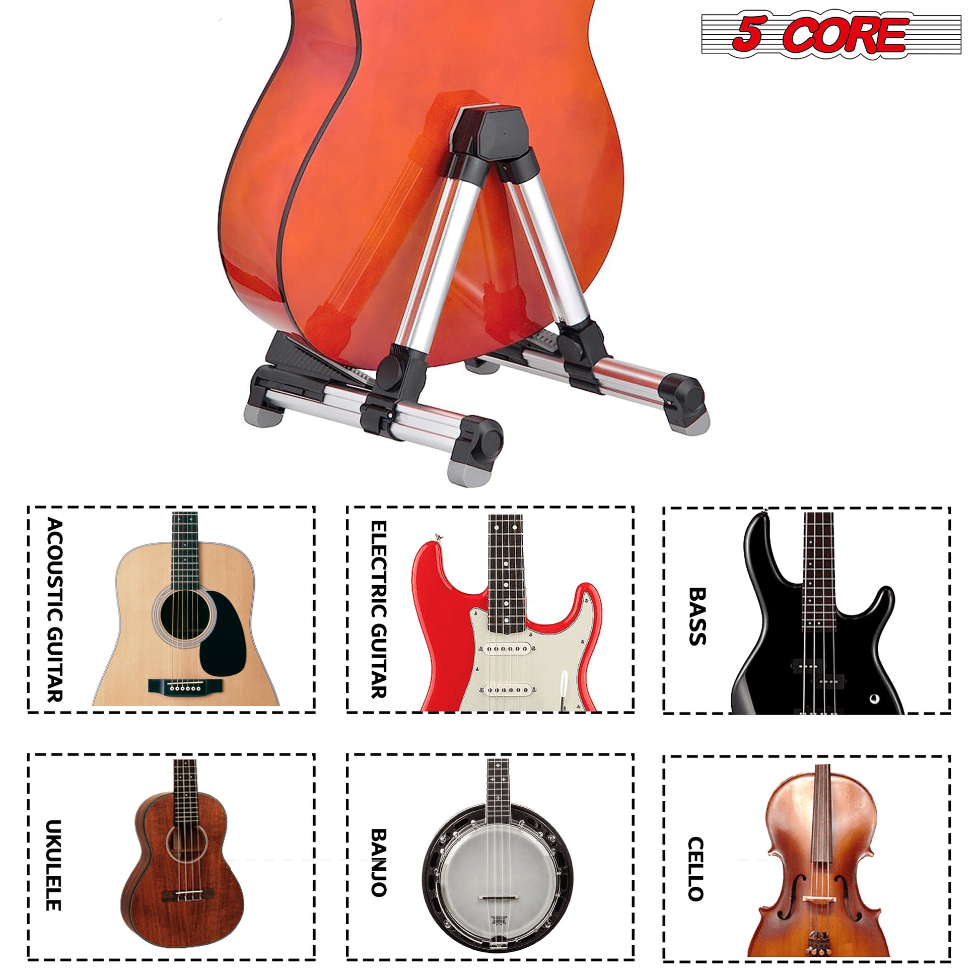 Lightweight Adjustable A-Frame Guitar Stand | EastTone® - Stringspeed
