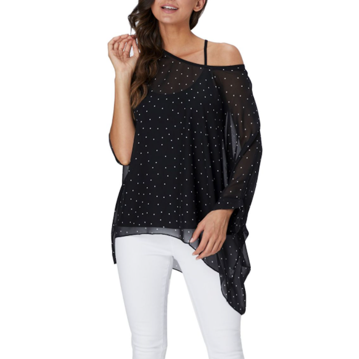 Polkadot Chiffon Tunic Top | CozyCouture® - Stringspeed