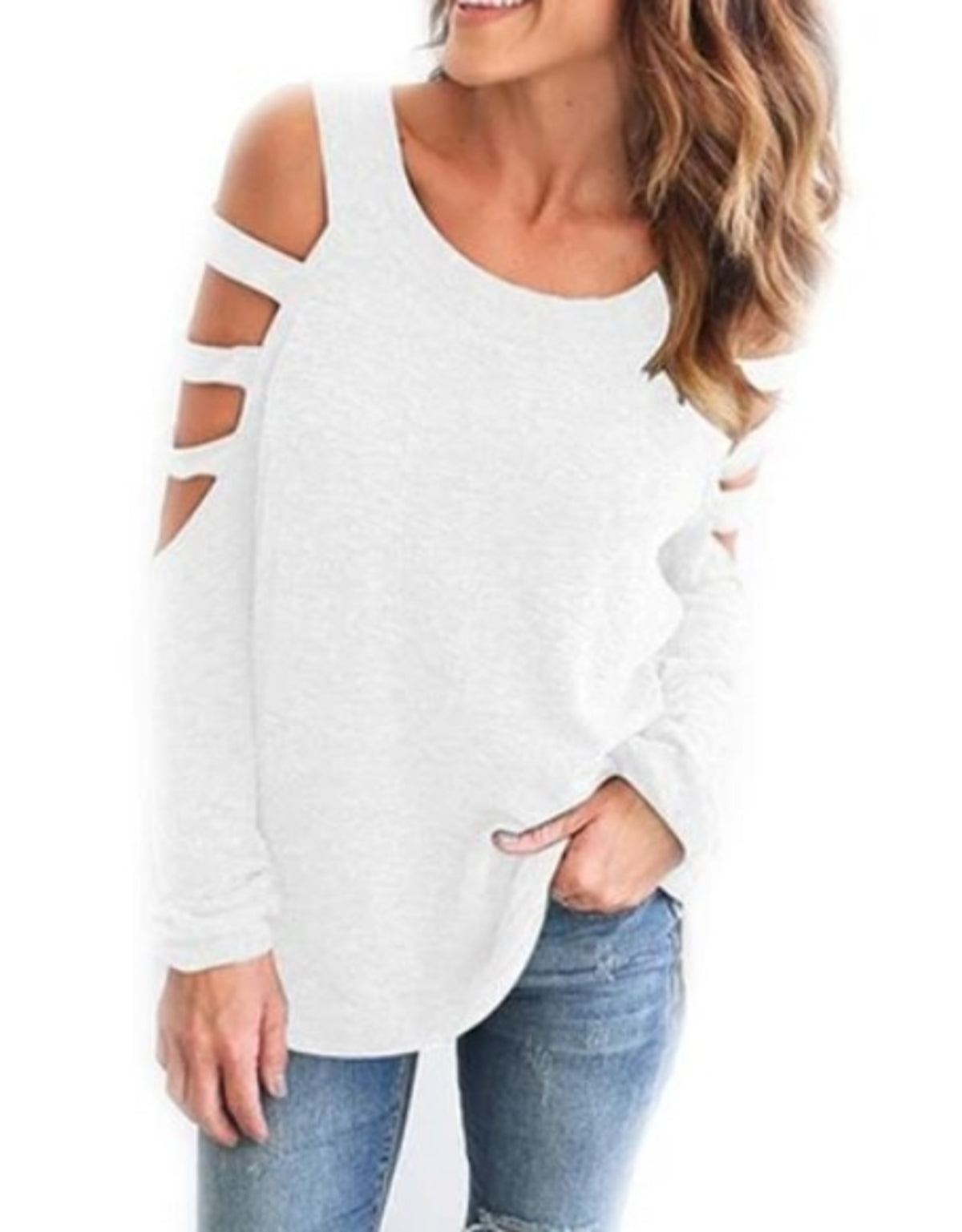 Open Shoulder Long Sleeve Top | CozyCouture® - Stringspeed