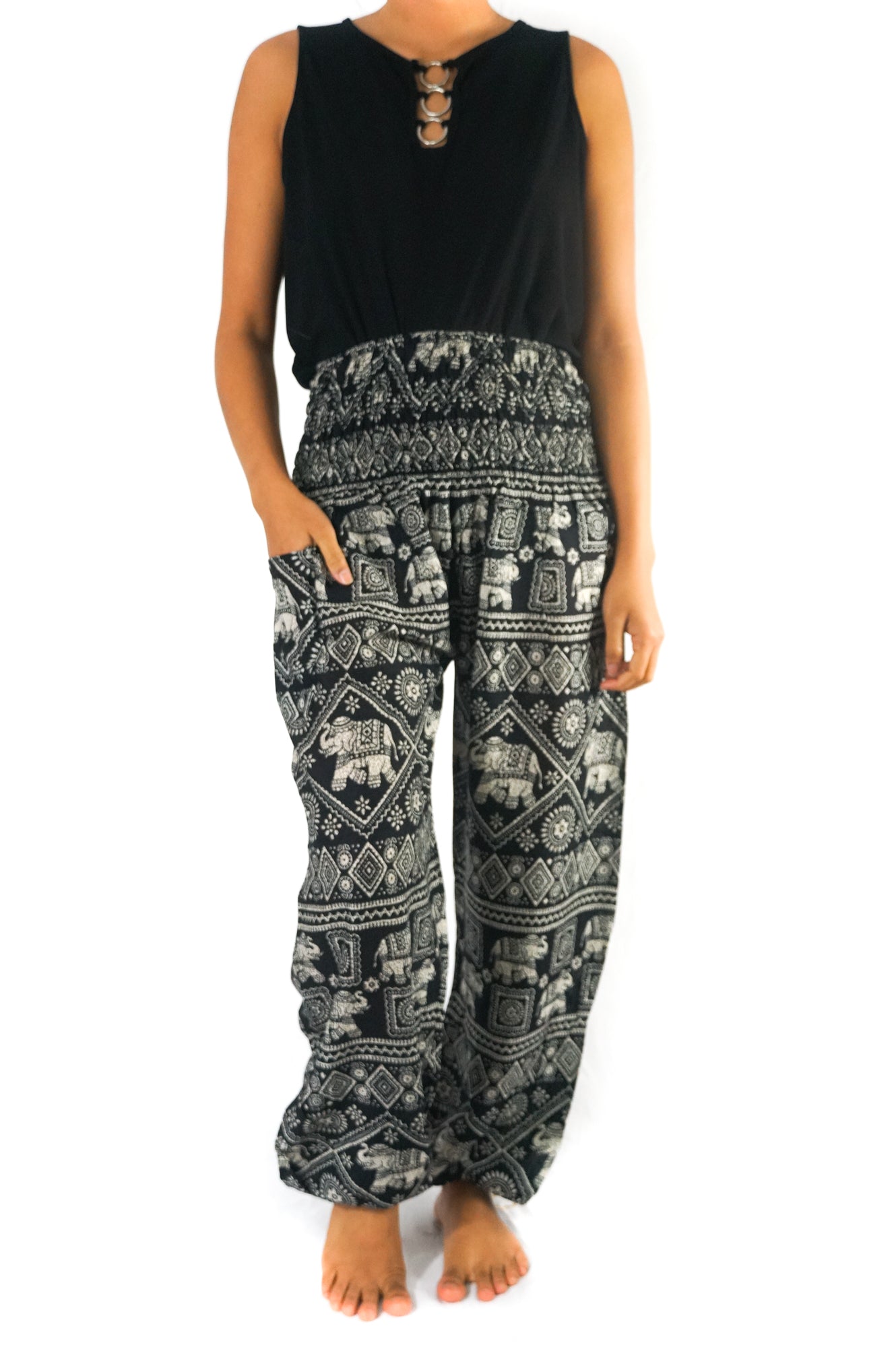 Black ELEPHANT Pants Women Boho Pants Hippie Pants Yoga | CozyCouture® - Stringspeed