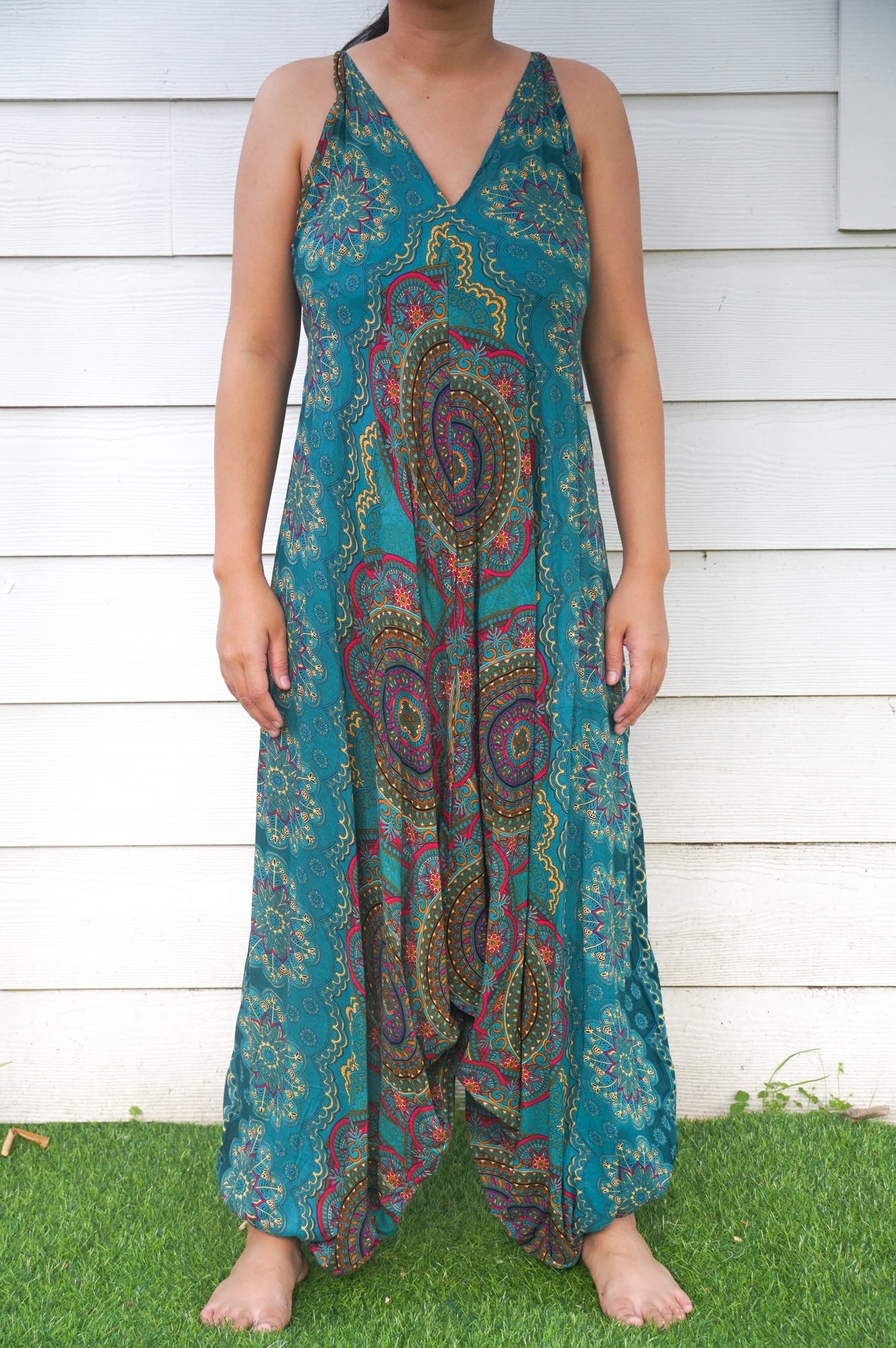 Teal Mandala Hippie Jumpsuit | CozyCouture® - Stringspeed