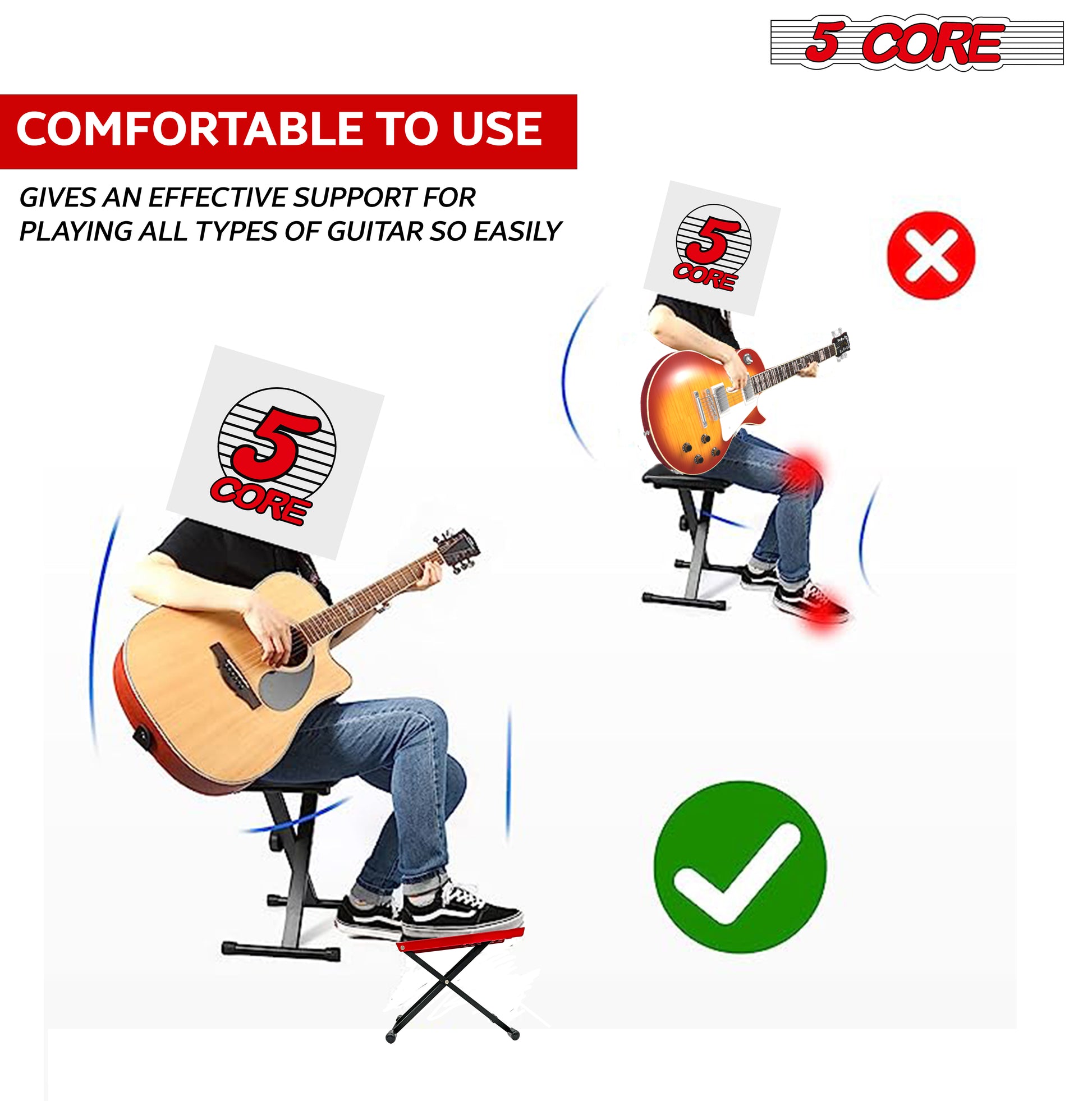 Guitar Footstool with 6-Level Height | EastTone® - Stringspeed