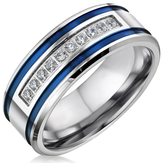Blue Stripes Ring for Him | BespokeBrothers® - Stringspeed