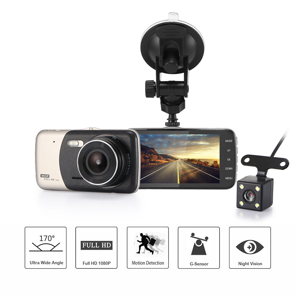 4" Dual Lens 1080P FHD 1.0MP Dash Camera Car DVR | TechTonic® - Stringspeed