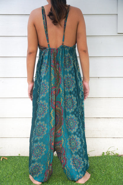 Teal Mandala Hippie Jumpsuit | CozyCouture® - Stringspeed