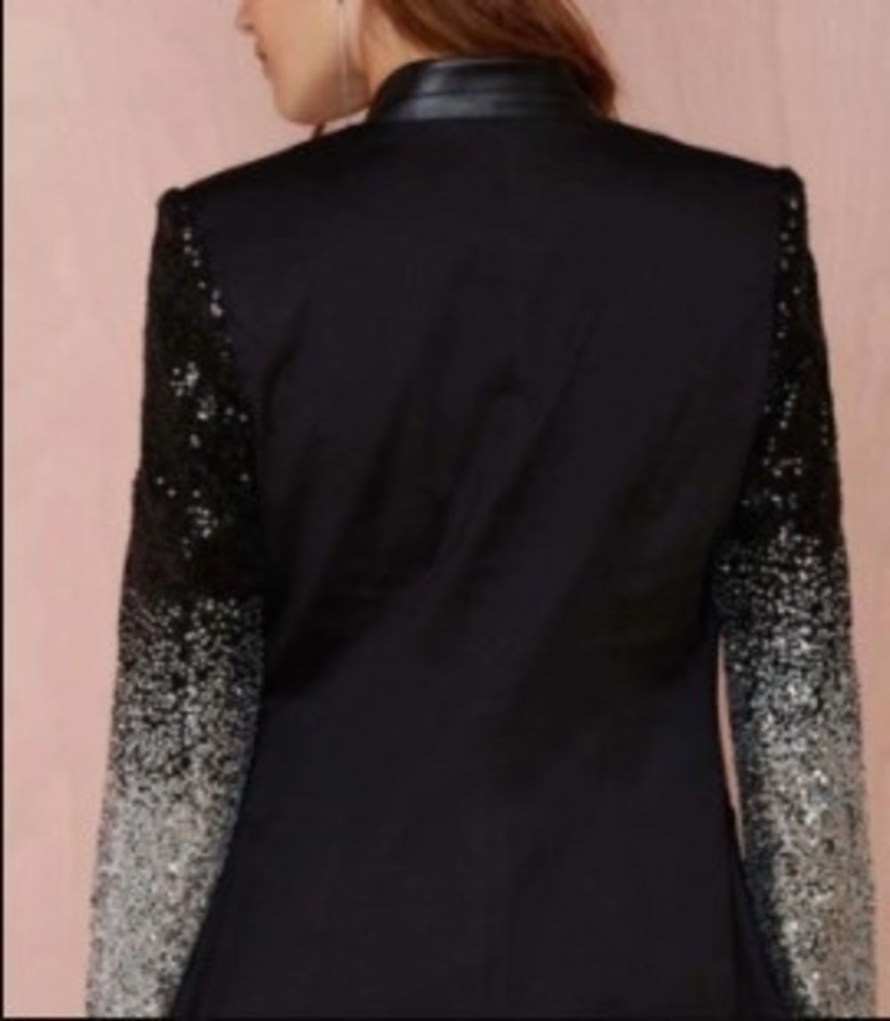 Womens Blazer with Sequins Sleeve | CozyCouture® - Stringspeed