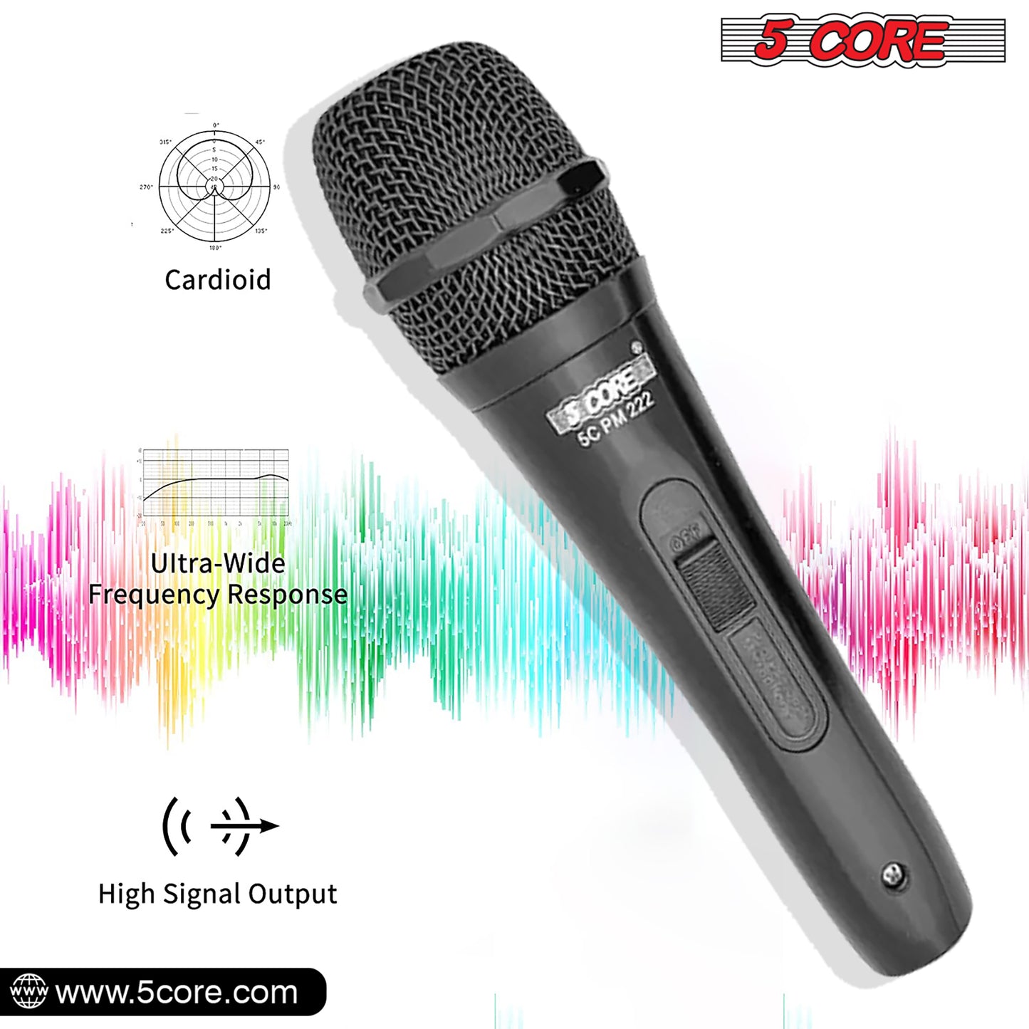 5 Core Professional Dynamic Cardiod Microphone | EastTone® - Stringspeed