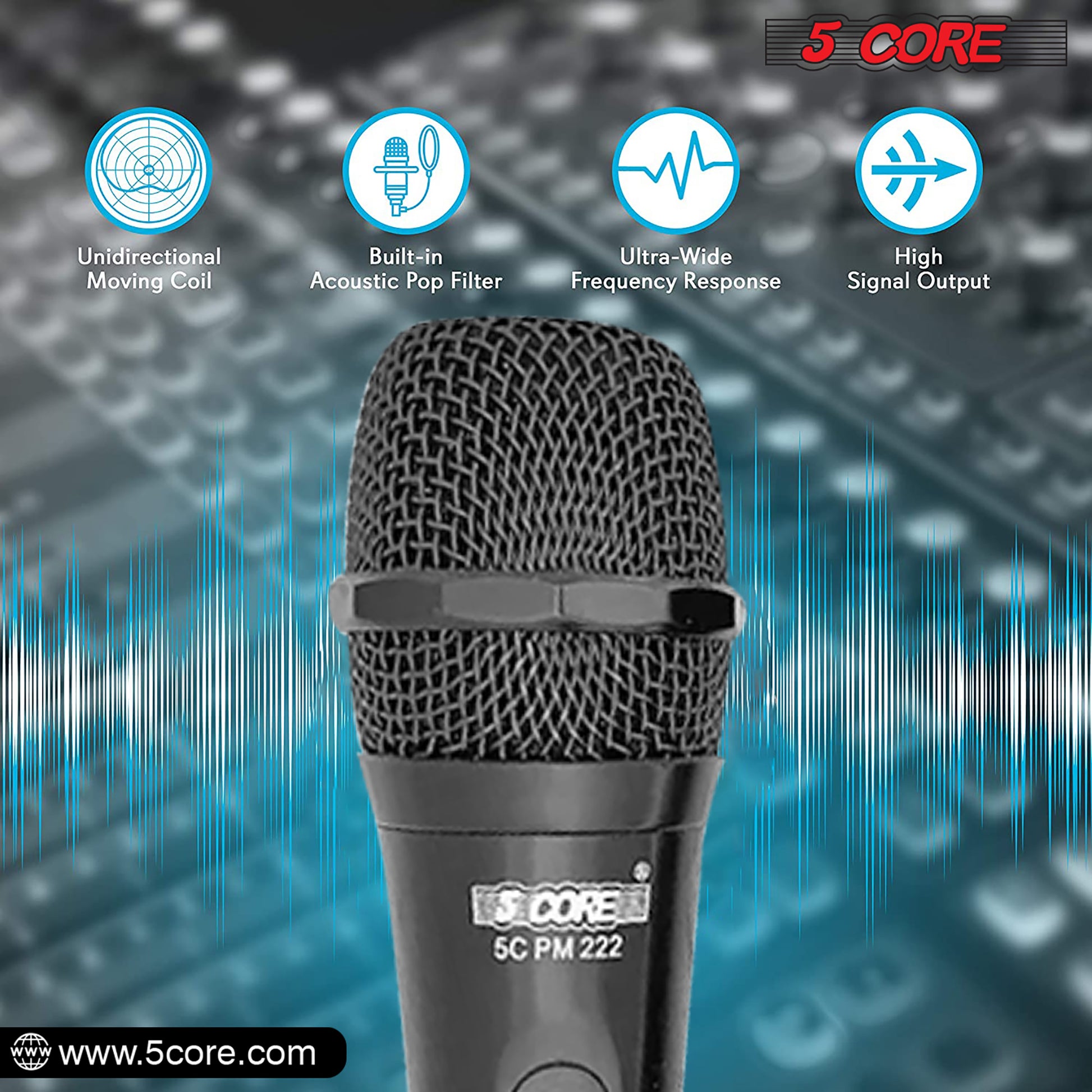 5 Core Professional Dynamic Cardiod Microphone | EastTone® - Stringspeed