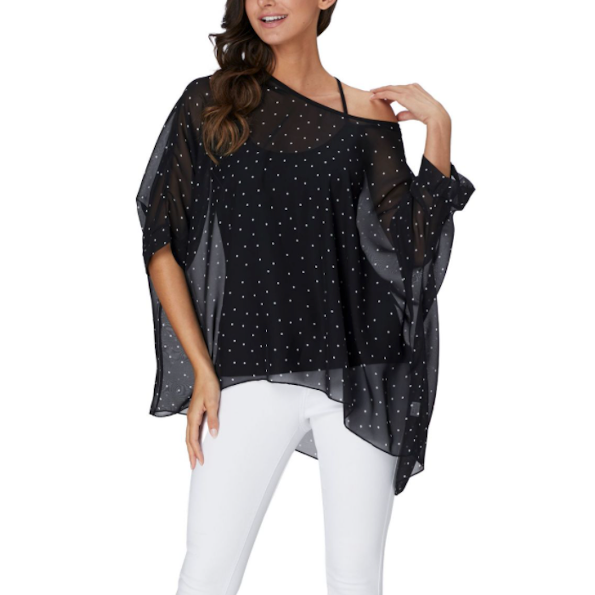 Polkadot Chiffon Tunic Top | CozyCouture® - Stringspeed