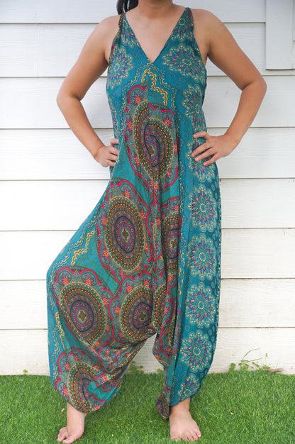 Teal Mandala Hippie Jumpsuit | CozyCouture® - Stringspeed