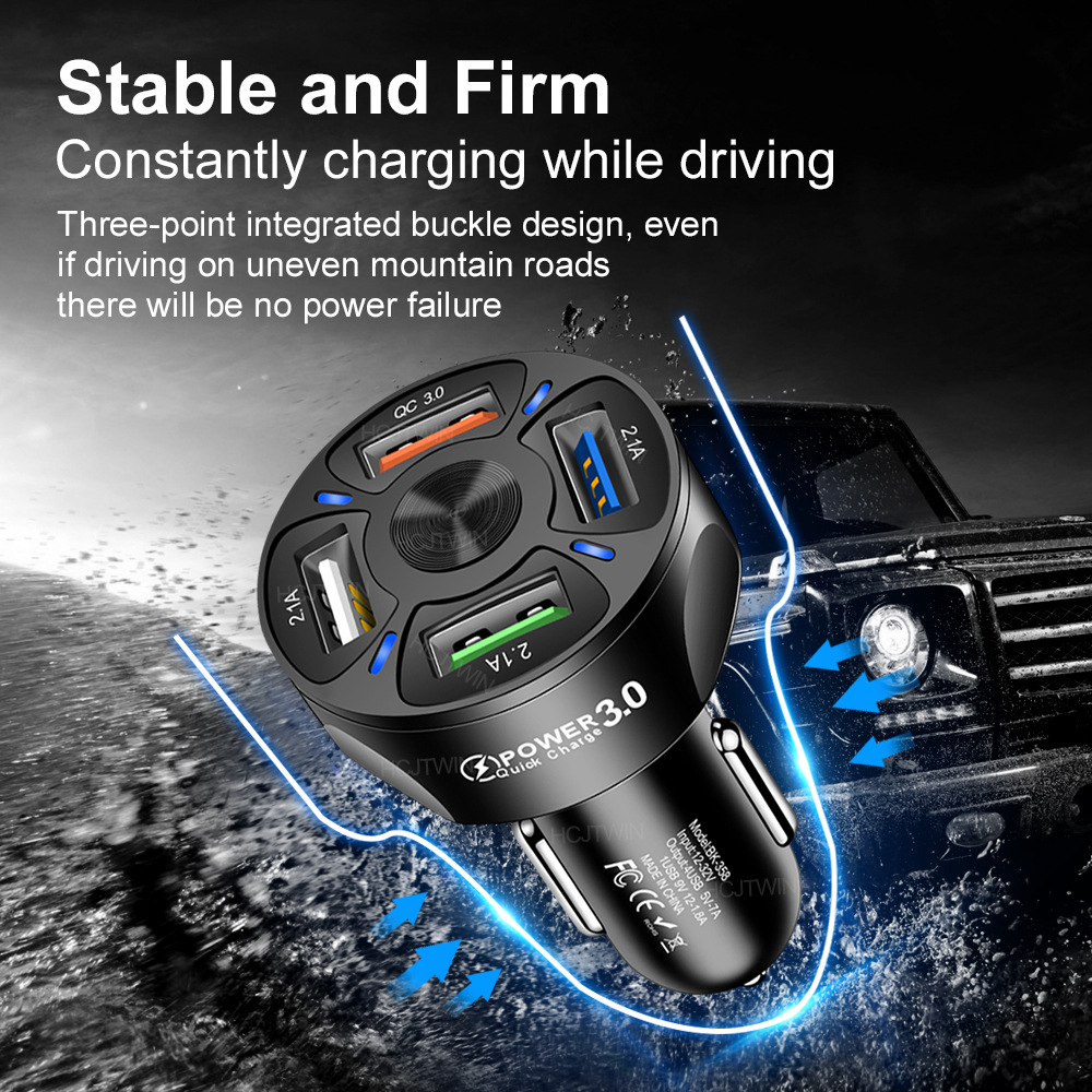 4 USB Car Fast Charger | TechTonic® - Stringspeed