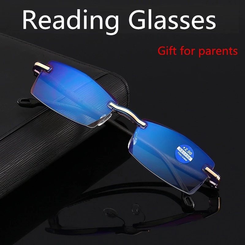 Rimless Anti-Blue Light Reading Glasses | BespokeBrothers® - Stringspeed