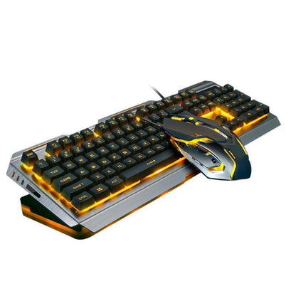 Ninja Dragons Tungsten Gold Metal Frame Gaming Keyboard and Mouse Set | TechTonic® - Stringspeed