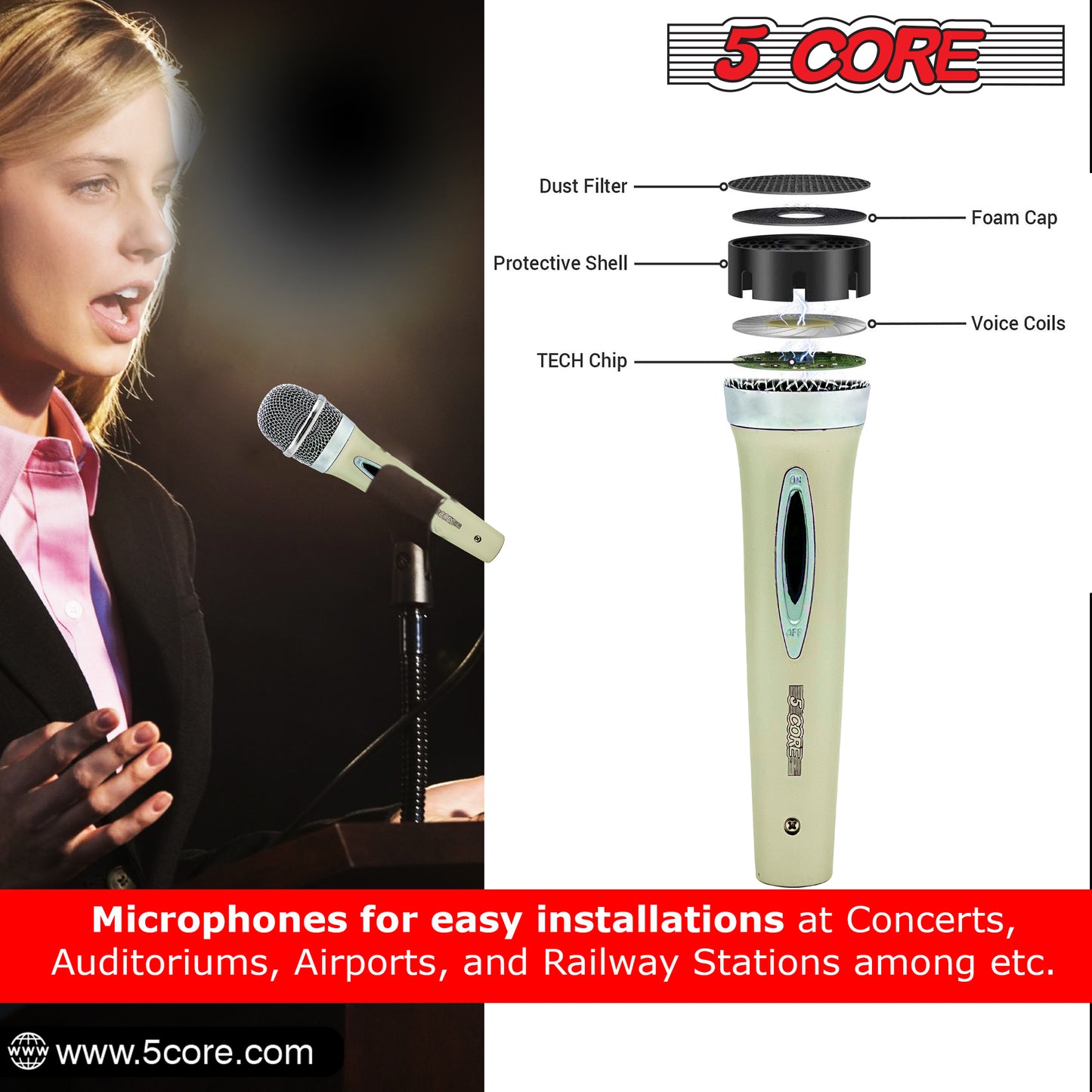 Dynamic Microphone W/ 3-pin XLR Connector | EastTone® - Stringspeed