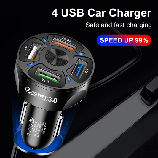 4 USB Car Fast Charger | TechTonic® - Stringspeed