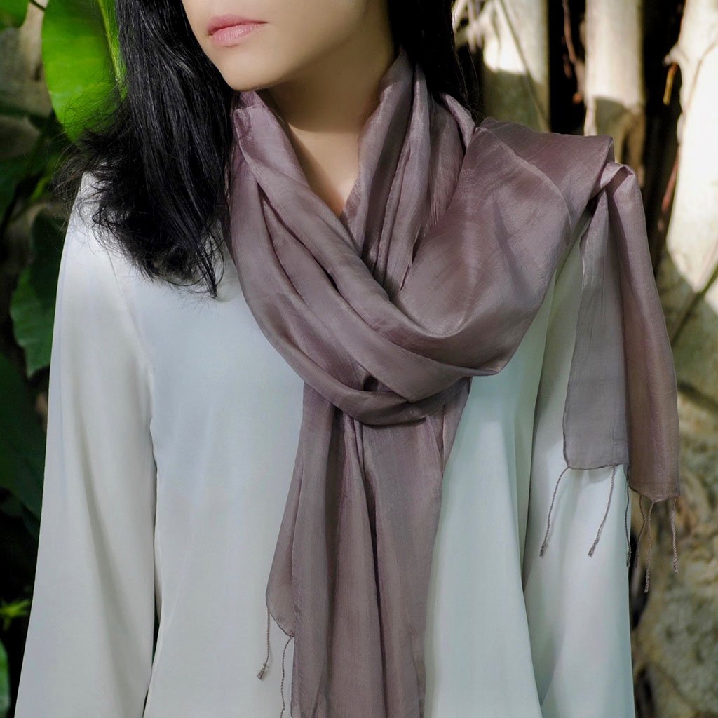 Plum Khmer Silk Scarf | CozyCouture® - Stringspeed