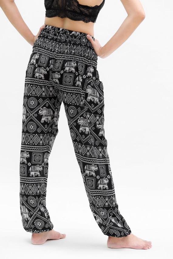 Black ELEPHANT Pants Women Boho Pants Hippie Pants Yoga | CozyCouture® - Stringspeed
