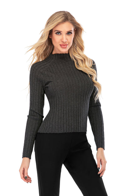 Calison Women's Long Sleeve Mock Neck Wool Stretch Sweater - Stringspeed