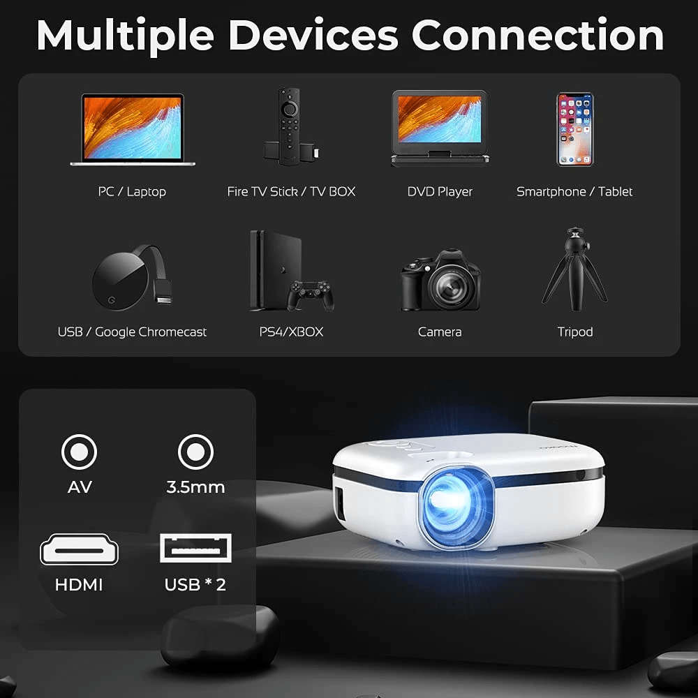 Portable Projector | Wifi | 1080P | 7500 Lumens | TechTonic® - Stringspeed