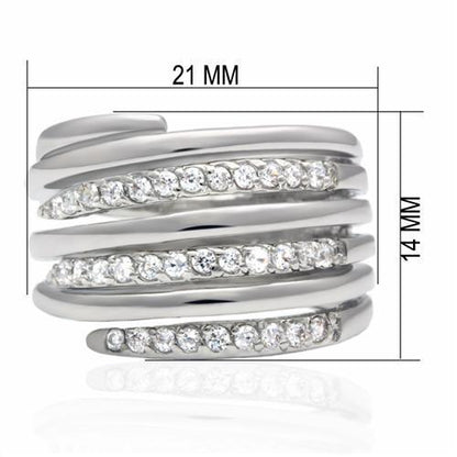Rhodium Brass Ring with AAA Grade CZ  in Clear | CozyCouture® - Stringspeed