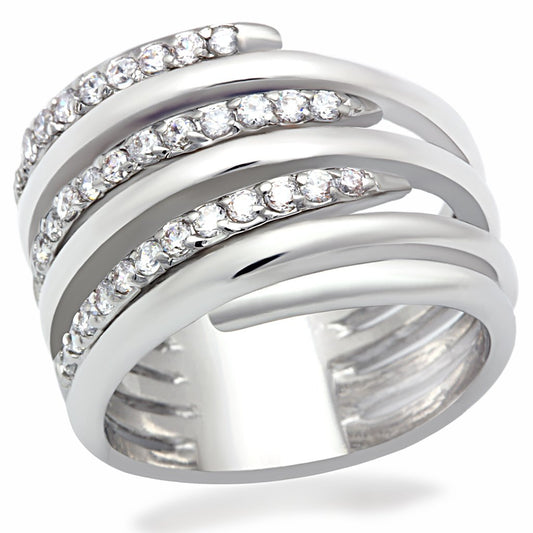Rhodium Brass Ring with AAA Grade CZ  in Clear | CozyCouture® - Stringspeed