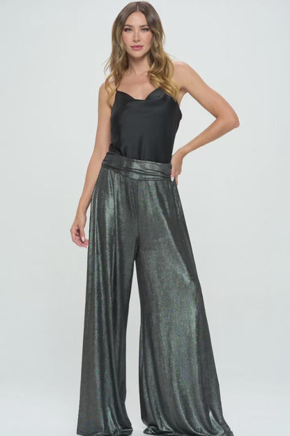 Metallic Pants | Elastic Waist | Pockets | CozyCouture®