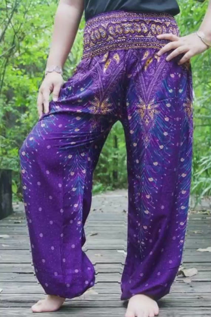 Purple Peacock Harem Pants | CozyCouture®