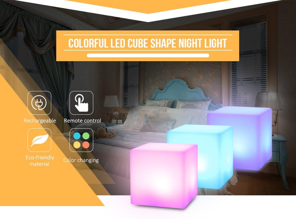 Rechargeable LED Cube Shape Night Light With Remote Control | TechTonic® - Stringspeed