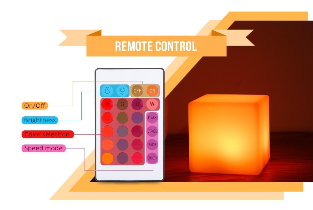 Rechargeable LED Cube Shape Night Light With Remote Control | TechTonic® - Stringspeed