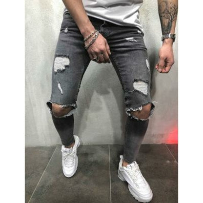 Men Jeans Stretch Destroyed Ripped Design Fashion | BespokeBrothers® - Stringspeed