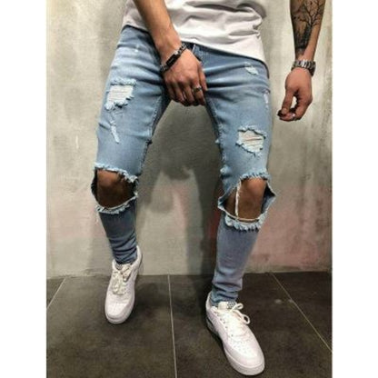 Men Jeans Stretch Destroyed Ripped Design Fashion | BespokeBrothers® - Stringspeed