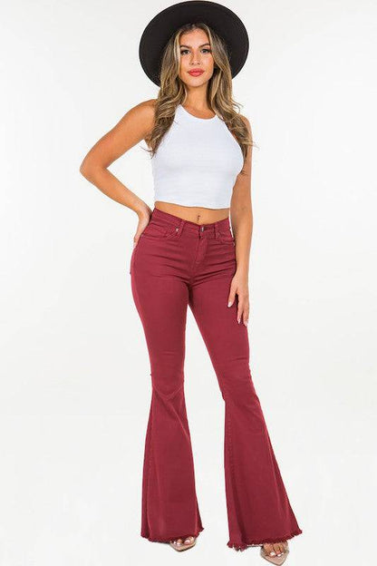 Bell Bottom Jeans | Wine-Colored | CozyCouture® - Stringspeed