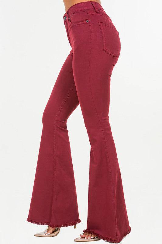 Bell Bottom Jeans | Wine-Colored | CozyCouture® - Stringspeed