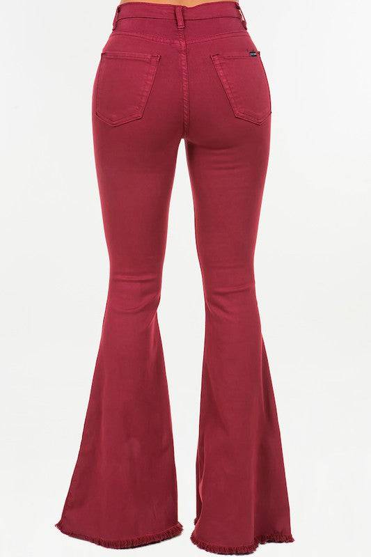 Bell Bottom Jeans | Wine-Colored | CozyCouture® - Stringspeed