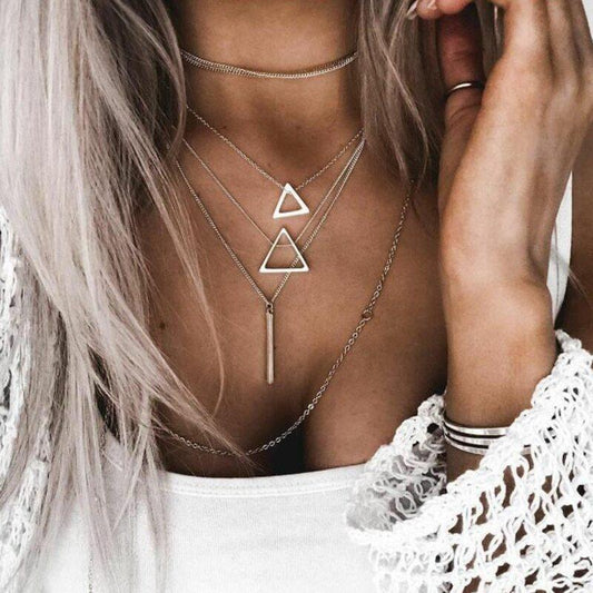 Double Triangle Multilayer Necklace | CozyCouture® - Stringspeed