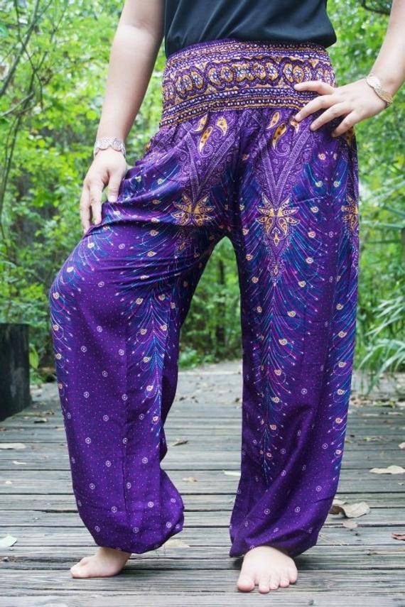 Purple Peacock | Harem Pants | CozyCouture® - Stringspeed