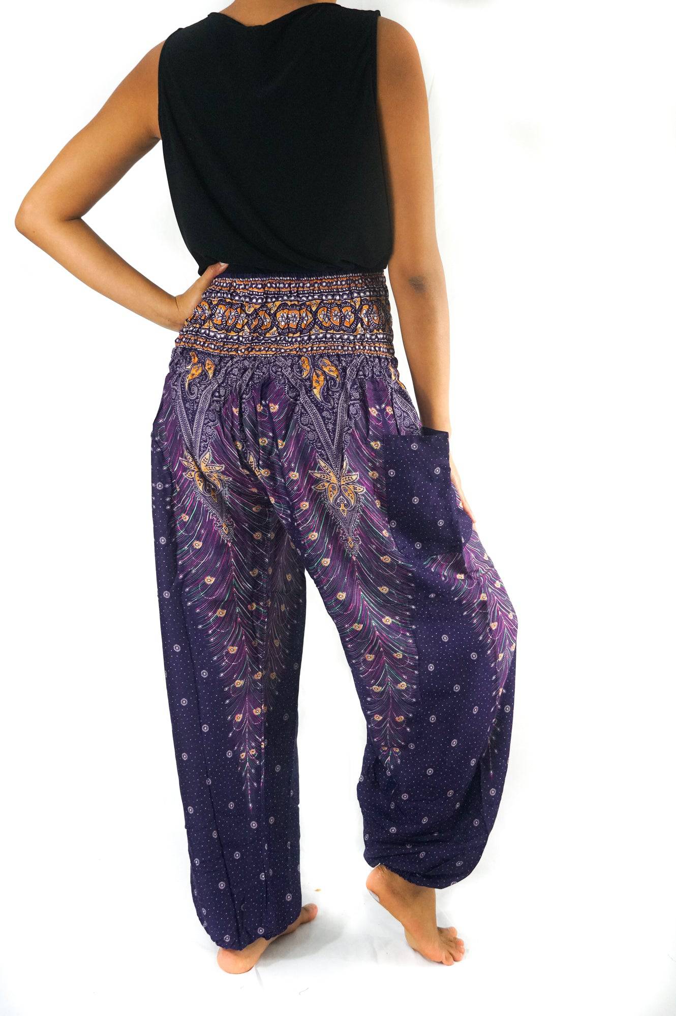 Purple Peacock | Harem Pants | CozyCouture® - Stringspeed