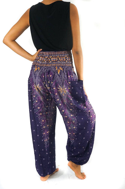 Purple Peacock | Harem Pants | CozyCouture® - Stringspeed