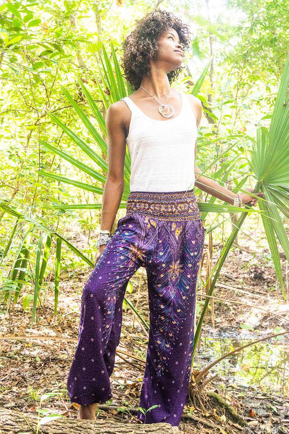 Purple Peacock | Harem Pants | CozyCouture® - Stringspeed