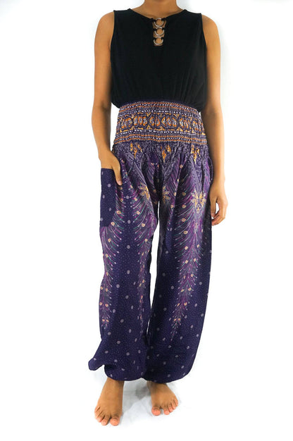 Purple Peacock | Harem Pants | CozyCouture® - Stringspeed