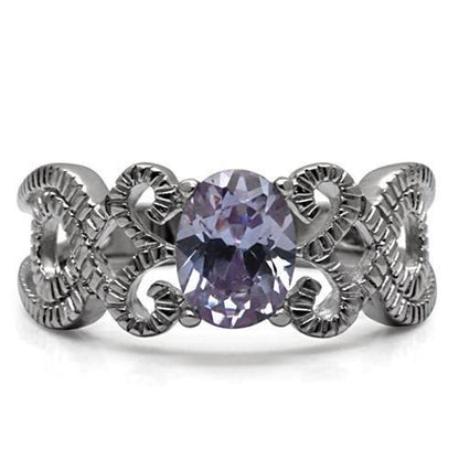 High polished (no plating) Stainless Steel Ring with Light Amethyst | CozyCouture® - Stringspeed